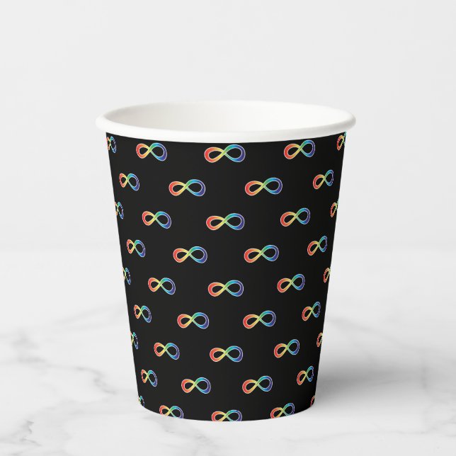 Neurodiversity Autism Awareness Acceptance Rainbow Paper Cups (Front)