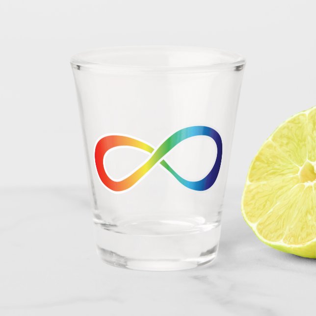 Neurodiversity Autism Awareness Acceptance Rainbow Shot Glass (Front)