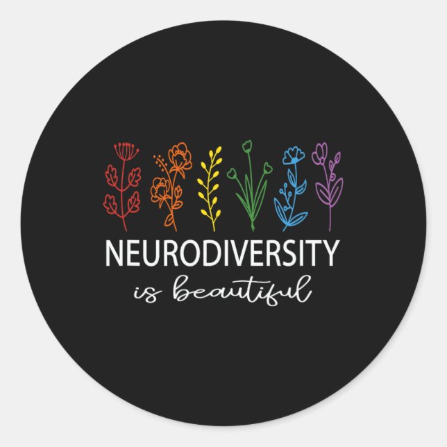 Neurodiversity Autism Awareness Adhd Flower Autism Classic Round Sticker (Front)