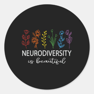 Neurodiversity Autism Awareness Adhd Flower Autism Classic Round Sticker