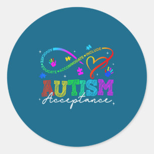 Neurodiversity Autism Awareness Rainbow Infinity Classic Round Sticker