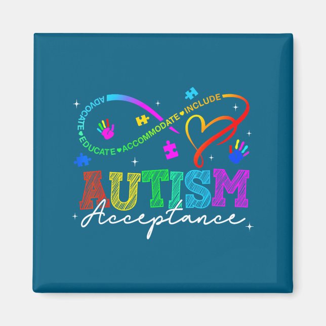 Neurodiversity Autism Awareness Rainbow Infinity Magnet (Front)