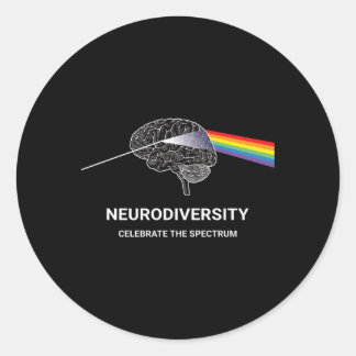 Neurodiversity Autism Spectrum Asd Adhd Rainbow Br Classic Round Sticker