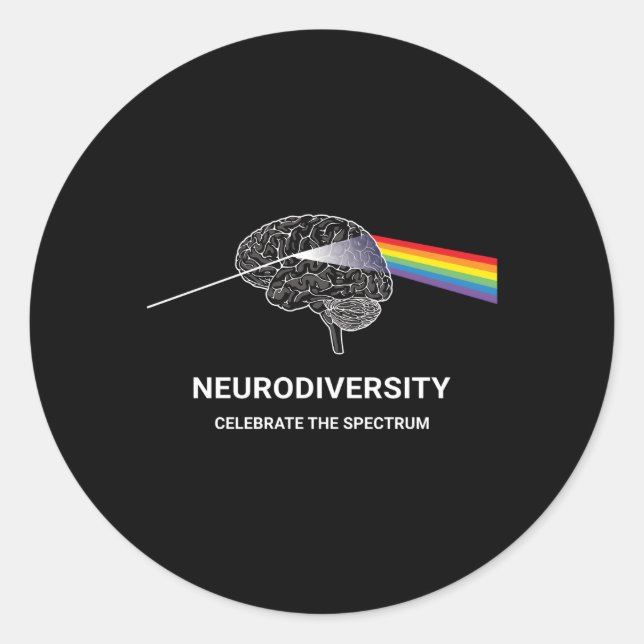 Neurodiversity Autism Spectrum Asd Adhd Rainbow Br Classic Round Sticker (Front)