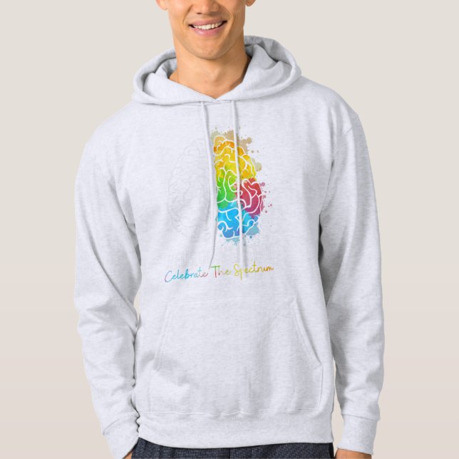 Neurodiversity Autism Spectrum ASD ADHD Rainbow Br Hoodie (Front)