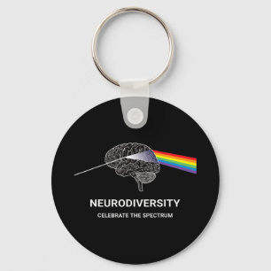 Neurodiversity Autism Spectrum ASD ADHD Rainbow Br Key Ring