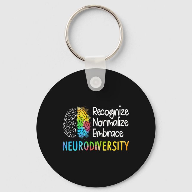 Neurodiversity Autism Spectrum Asd Adhd Rainbow Br Key Ring (Front)