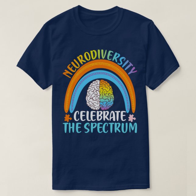 Neurodiversity Autism Spectrum ASD ADHD Rainbow Br T-Shirt (Design Front)