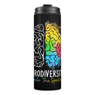Neurodiversity Autism Spectrum ASD ADHD Rainbow Br Thermal Tumbler