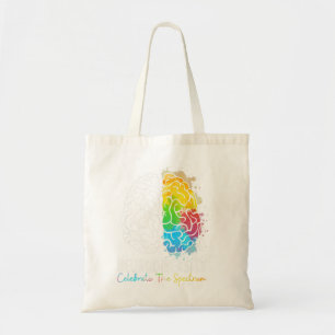 Neurodiversity Autism Spectrum ASD ADHD Rainbow Br Tote Bag