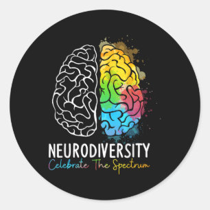 Neurodiversity - Autism Spectrum Asd Adhd Rainbow Classic Round Sticker