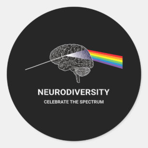 Neurodiversity Autism Spectrum Asd Adhd Rainbow Classic Round Sticker
