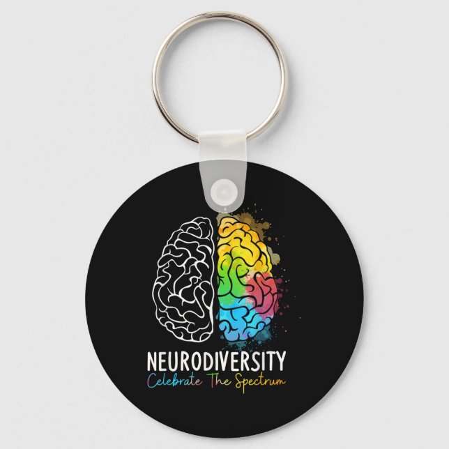 Neurodiversity - Autism Spectrum Asd Adhd Rainbow Key Ring (Front)