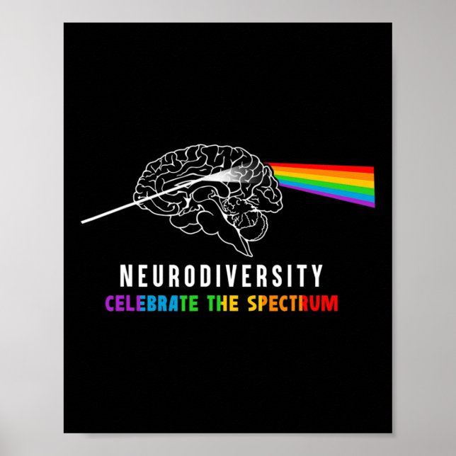 Neurodiversity Autism Spectrum Brain Asd Adhd Rain Poster (Front)
