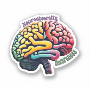 Neurodiversity Awareness Colorful Brain 