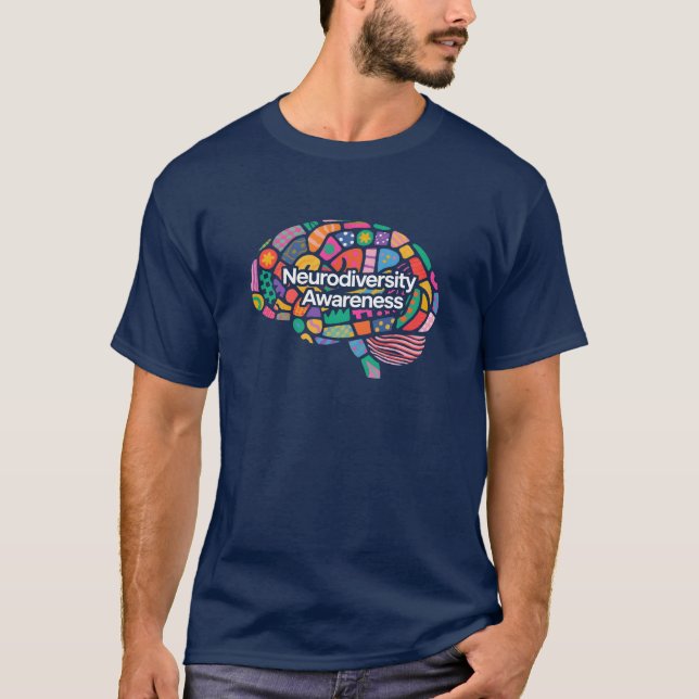Neurodiversity Awareness Colourful Brain Pattern T-Shirt (Front)