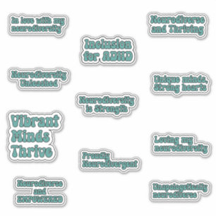 Neurodiversity Awareness Teal Text Sticker Pack