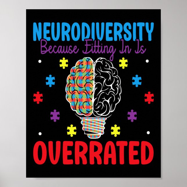 Neurodiversity Because Fitting In Overrated Autism Poster (Front)