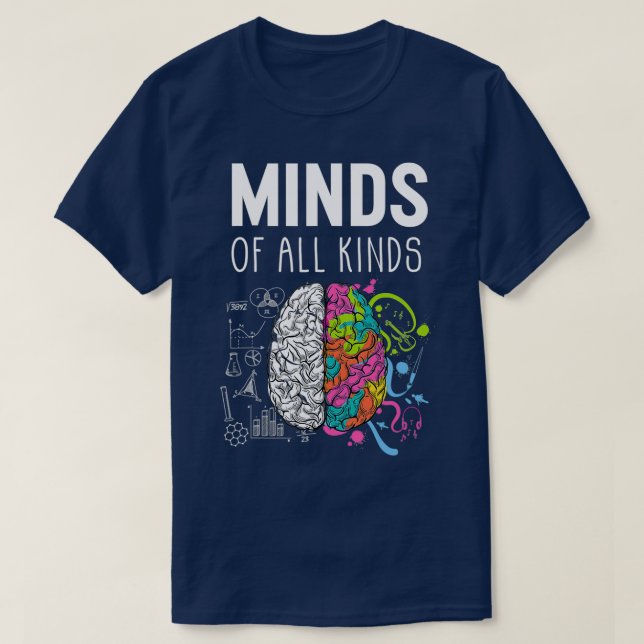 Neurodiversity Brain ADHD Autism Awareness 3 T-Shirt (Design Front)