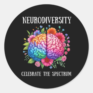 Neurodiversity Brain Adhd Awareness Asd Autism  Classic Round Sticker