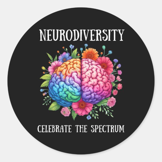 Neurodiversity Brain Adhd Awareness Asd Autism  Classic Round Sticker (Front)