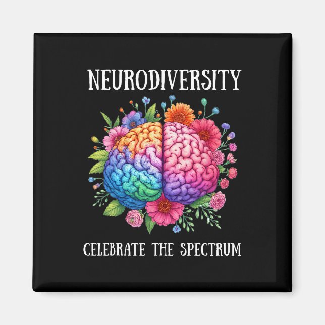Neurodiversity Brain Adhd Awareness Asd Autism  Magnet (Front)