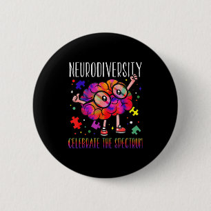 Neurodiversity brain asd adhd autism awareness 6 cm round badge
