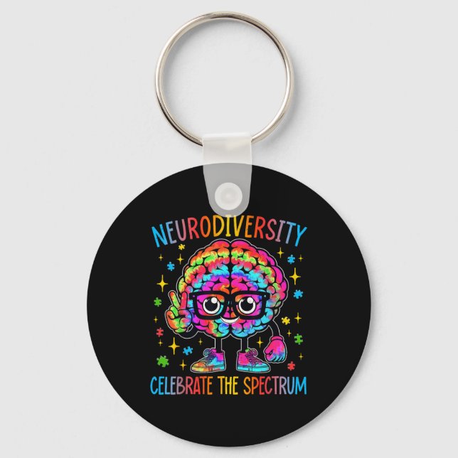 Neurodiversity Brain Autism Awareness Asd Adhd Key Ring (Front)