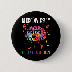 Neurodiversity Brain Autism Awareness ASD ADHD Men 6 Cm Round Badge