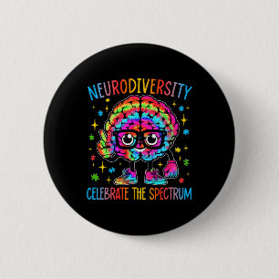 Neurodiversity Brain Autism Awareness Asd Adhd Men 6 Cm Round Badge