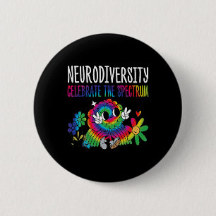 Neurodiversity Brain Autism Awareness Asd Adhd Men 6 Cm Round Badge