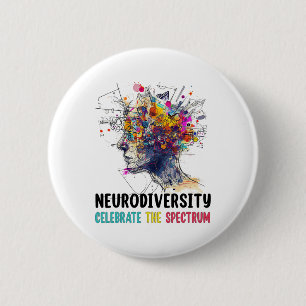 Neurodiversity Brain Autism Awareness Asd Adhd Men 6 Cm Round Badge
