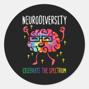 Neurodiversity Brain Autism Awareness Asd Adhd Men Classic Round Sticker