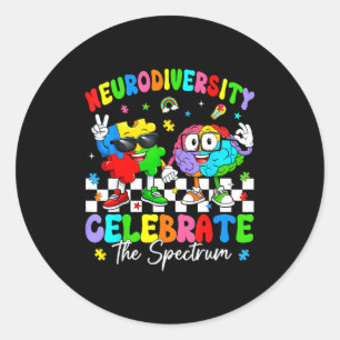 Neurodiversity brain autism awareness asd adhd men classic round sticker