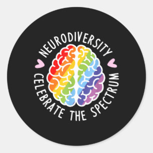 Neurodiversity Brain Autism Awareness ASD ADHD Men Classic Round Sticker