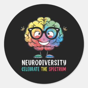 Neurodiversity Brain Autism Awareness Asd Adhd Men Classic Round Sticker