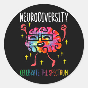 Neurodiversity Brain Autism Awareness ASD ADHD Men Classic Round Sticker