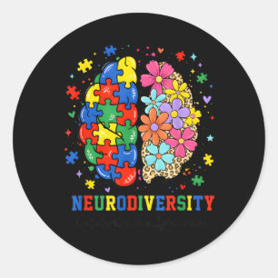 Neurodiversity Brain Autism Awareness ASD ADHD Men Classic Round Sticker