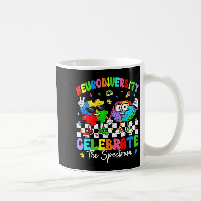 Neurodiversity brain autism awareness asd adhd men coffee mug (Right)