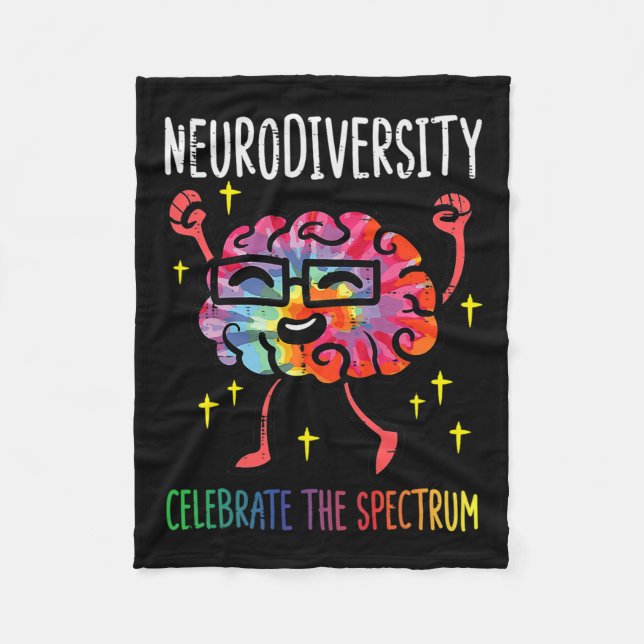Neurodiversity Brain Autism Awareness Asd Adhd Men Fleece Blanket (Front)