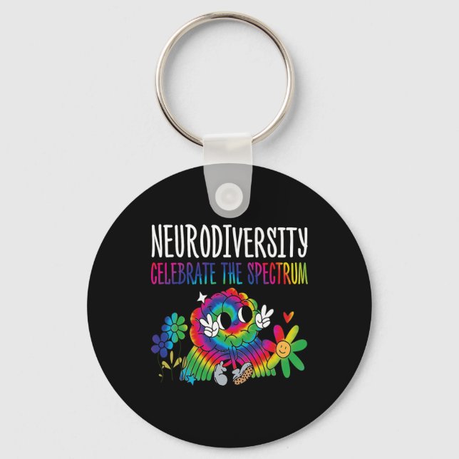 Neurodiversity Brain Autism Awareness Asd Adhd Men Key Ring (Front)