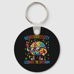 Neurodiversity Brain Autism Awareness Asd Adhd Men Key Ring