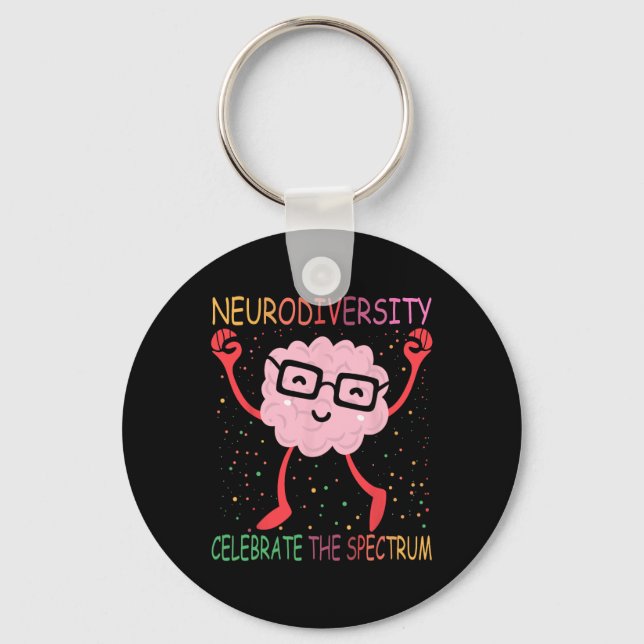 Neurodiversity Brain Autism Awareness Asd Adhd Men Key Ring (Front)