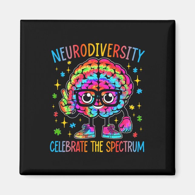 Neurodiversity Brain Autism Awareness Asd Adhd Men Magnet (Front)