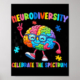 Neurodiversity Brain Autism Awareness Asd Adhd Men Poster