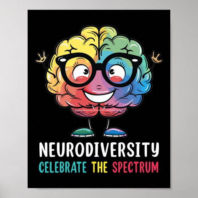 Neurodiversity Brain Autism Awareness Asd Adhd Men Poster (Front)