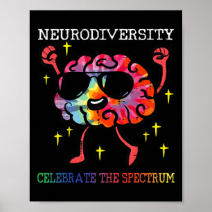 Neurodiversity Brain Autism Awareness Asd Adhd Men Poster