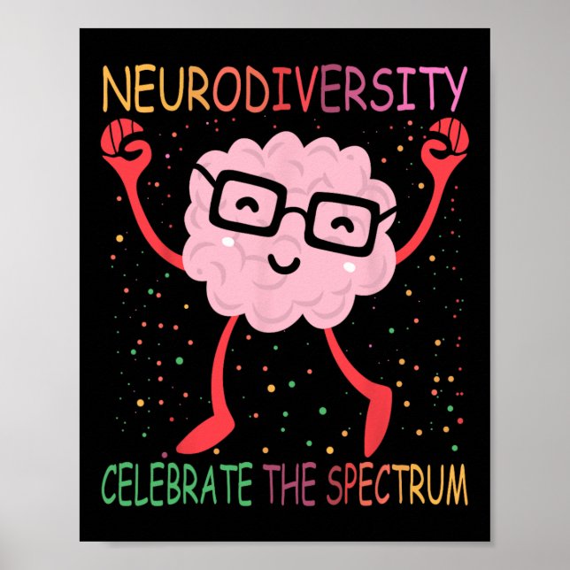 Neurodiversity Brain Autism Awareness Asd Adhd Men Poster (Front)