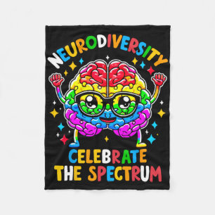 Neurodiversity Brain Autism Awareness  Fleece Blanket