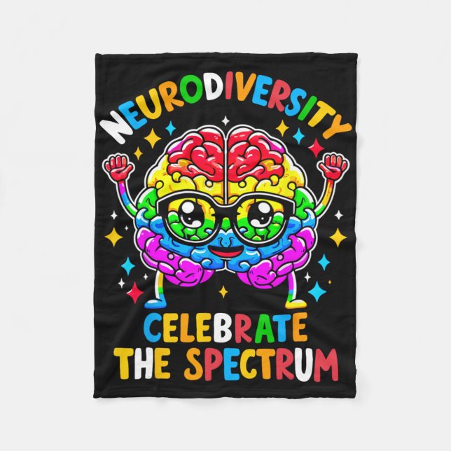 Neurodiversity Brain Autism Awareness  Fleece Blanket (Front)